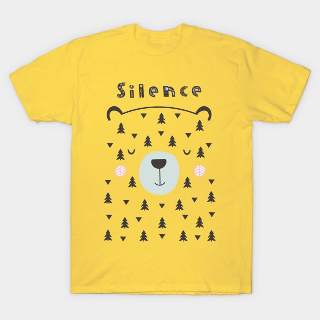 Slience Bear Kids Grils Teen Women Design T-Shirt by estelA_Sunday